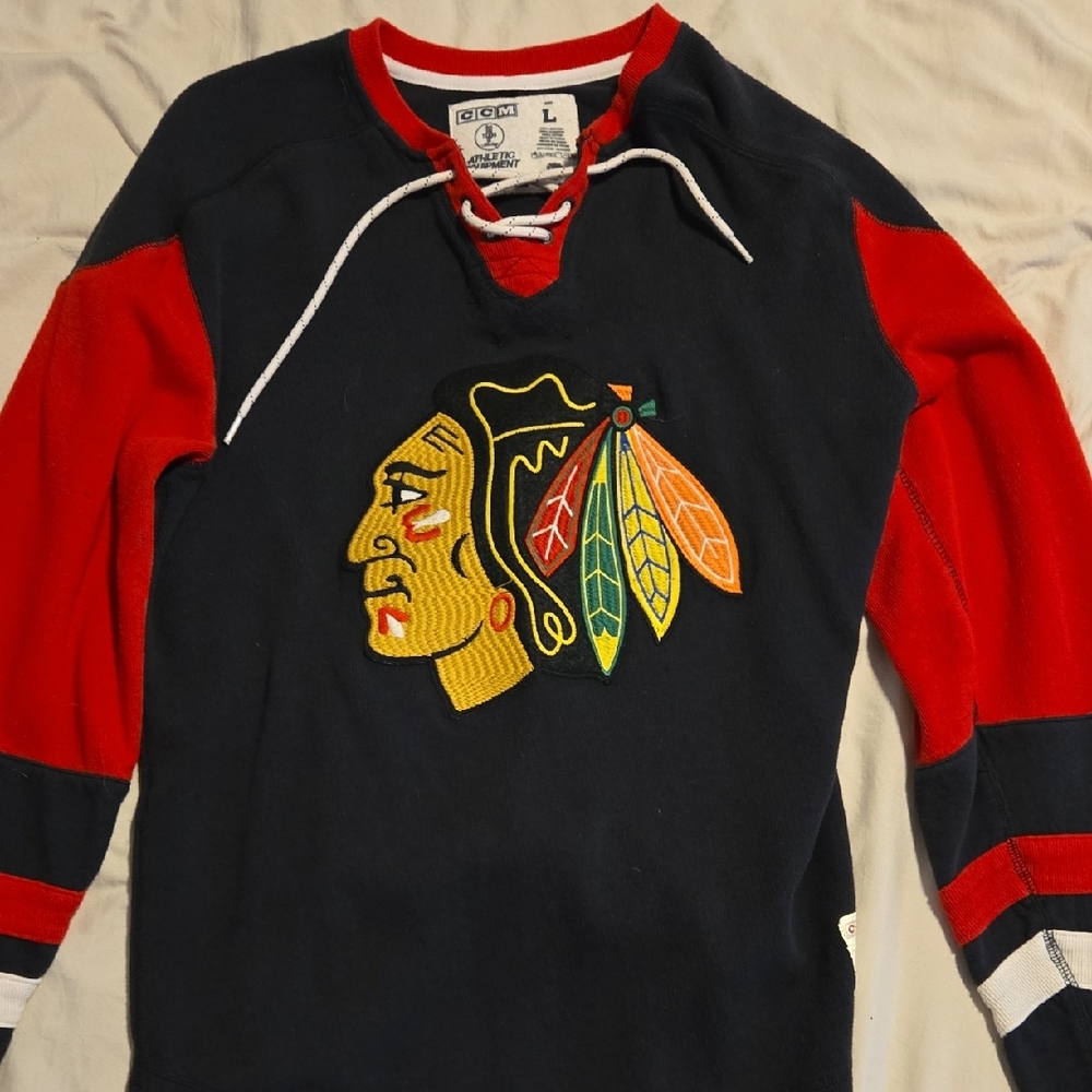 Chicago Blackhawk's CCM Hockey Sweater with Embroidered Logo
